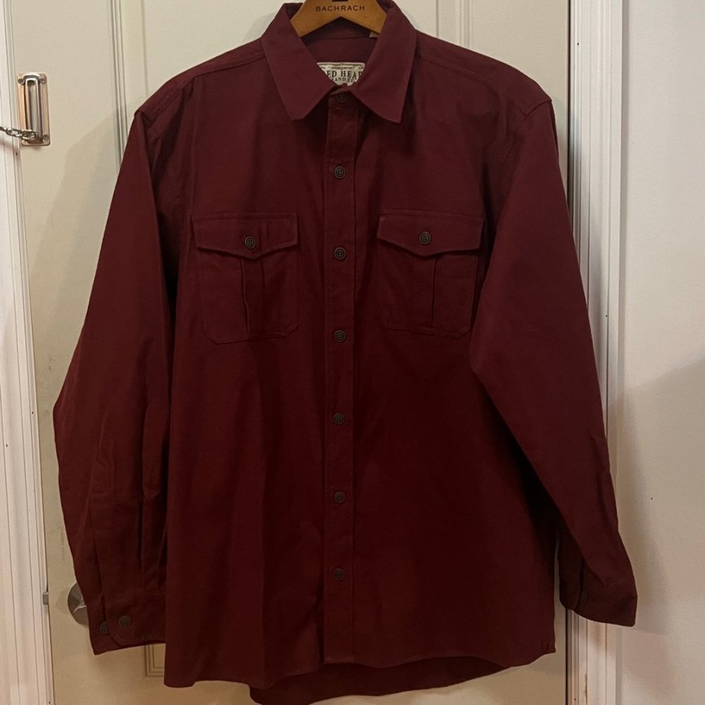 Redhead Brand Co. Men's XL 100% Cotton Long Sleeve Button Down Shirt. Cranberry
